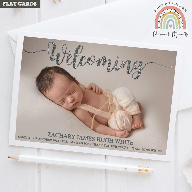 FLAT Welcoming Baby Boy Thank You Cards