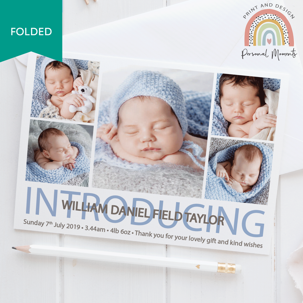 FOLDED Baby Boy 5 Frame Thank You Cards