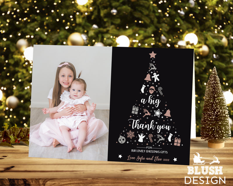 FOLDED Photo Greetings Thank You Card Pack, Christmas Thank You Cards With Photos