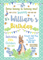 Personalised Rainbow Peter Rabbit Invites Boy Blue