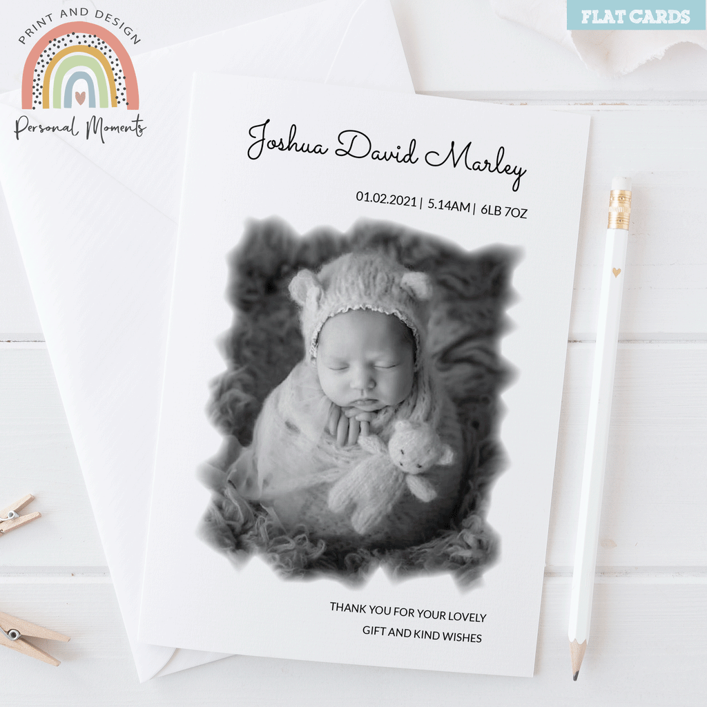 Baby Boys Black And White Thank You Cards 