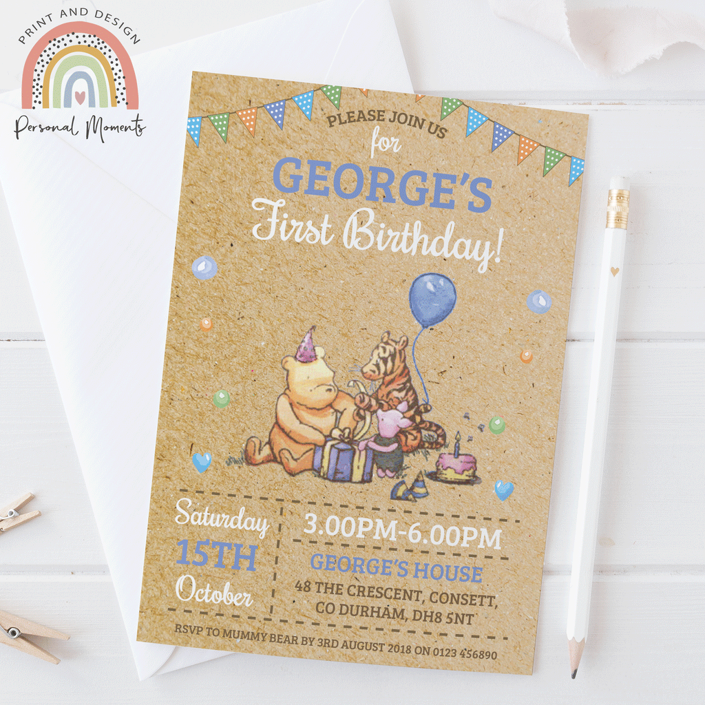 Classic Winnie The Pooh Invitations