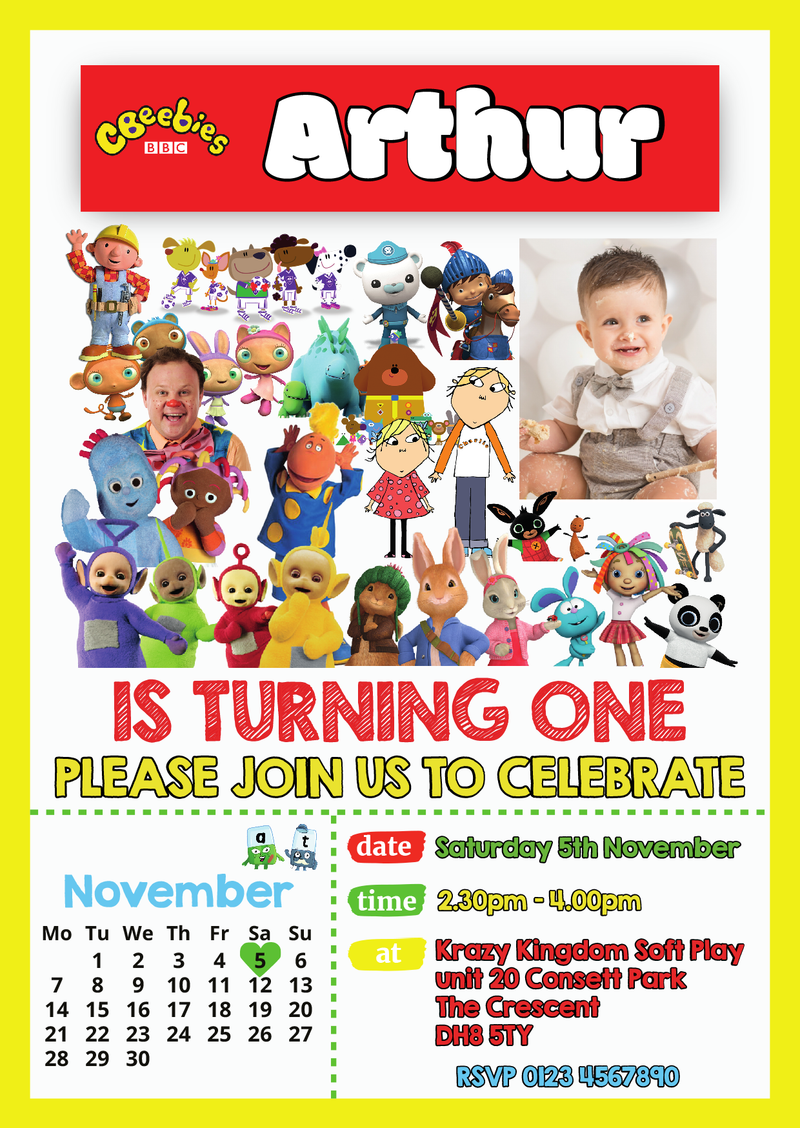 Personalised Cbeebies Invites