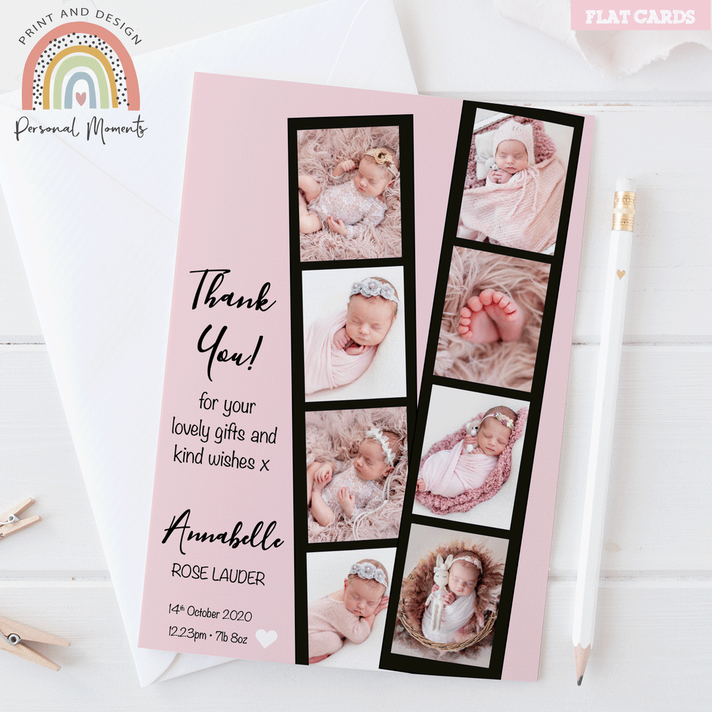 Photo booth frame girl thank you card