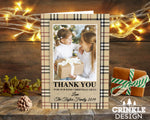 FOLDED Custom Family Christmas Thank You Cards, Christmas Thank You Card Pack