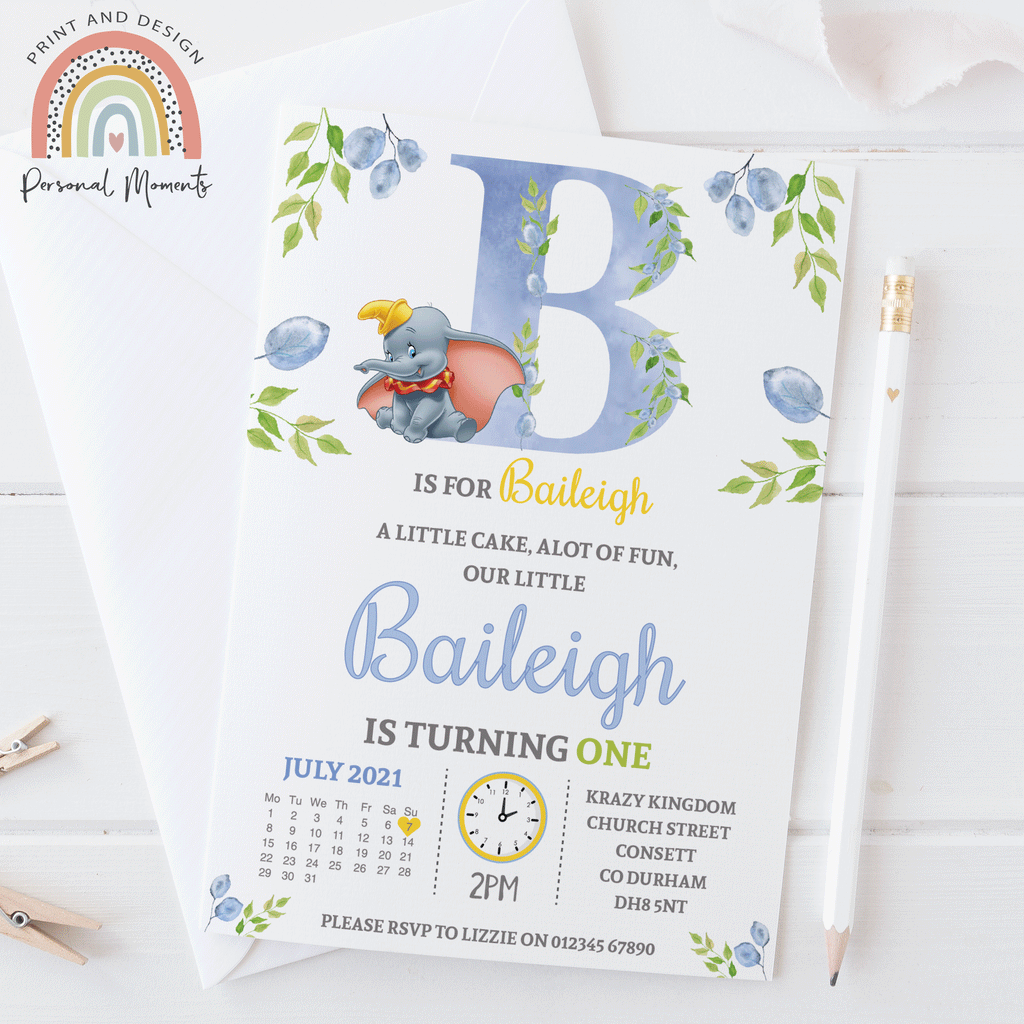 Personalised Dumbo Invitations