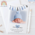FLAT Tassel Garland Baby Boy Thank You Cards