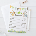 Jungle Animal Baby Shower Games • Unisex Baby Shower Prediction Cards • Jungle Baby Shower Advice Cards • Jungle Baby Shower Game Cards