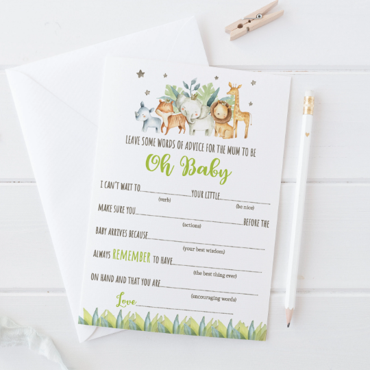 Jungle Baby Shower Advice Cards