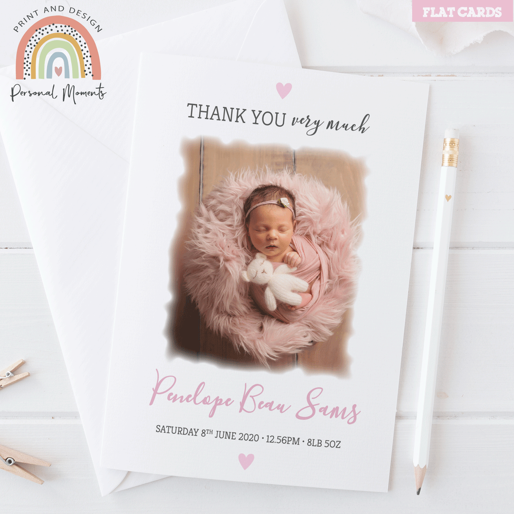 Personalised Cute Baby Girl Thank Card