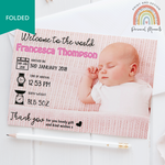 FOLDED Design Personalized Baby Girl Thank You Cards with Your Own Photo | Personal Moments | Free Shipping