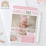FLAT Pink Banner Baby Girl Thank You Cards