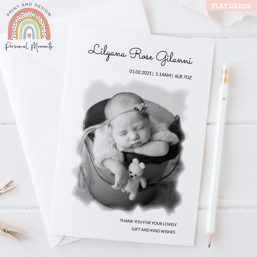 Baby Girl Black And White Thank You Cards