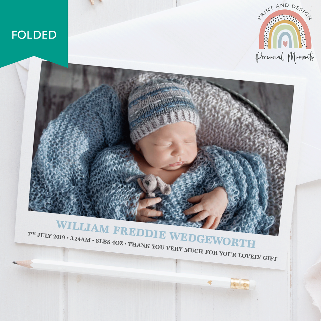 Newborn Boy Announcement Cards FOLDED