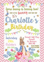 Personalised Rainbow Peter Rabbit Invites Girl Pink