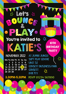 Personalised Girl Softplay Invites