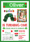 Personalised The Very Hungry Caterpillar 1st Birthday Invites