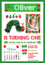 Personalised The Very Hungry Caterpillar 1st Birthday Invites