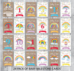 Rainbow Themed Baby Milestone Cards - Ideal Baby Shower Gift, Colourful Keepsake & Memory Cards