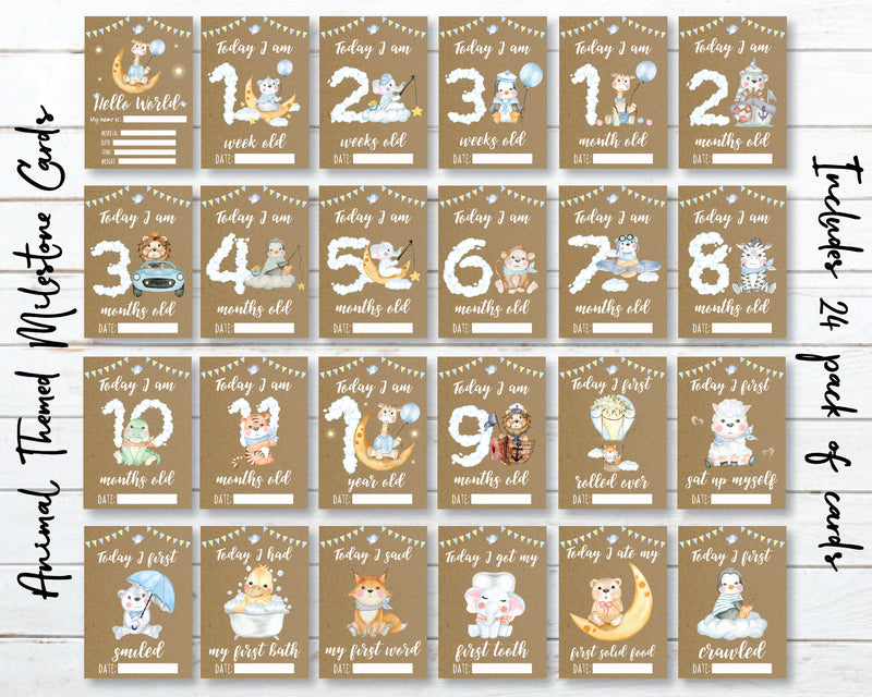 Animal milestone cards gift