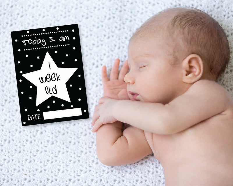 Monochrome Black and White 1st Year Milestone Cards - Baby Keepsake