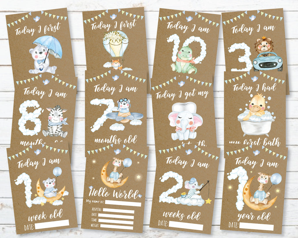 Jungle milestone cards for baby