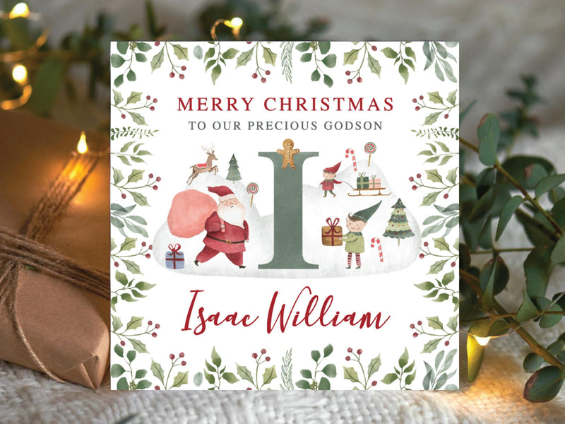 Personalised First Christmas Card for Grandson, Granddaughter, Niece, Nephew, Son, Daughter, Godson - Festive Xmas Keepsake