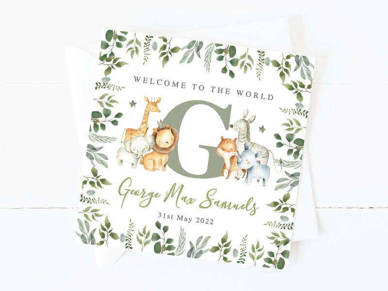 Personalised Jungle New Baby Card