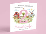 Personalised Farm Animals Birthday Card Pink