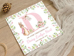 Personalised Floral Bunny Christening Card - Custom Baptism Card for Goddaughter, Girl's Christening Day