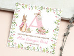 Personalised Pink Peter Rabbit Floral Birthday Card
