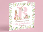 Personalised Floral Bunny Christening Card - Custom Baptism Card for Goddaughter, Girl's Christening Day