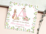 Personalised Peter Rabbit New Baby Girl Card