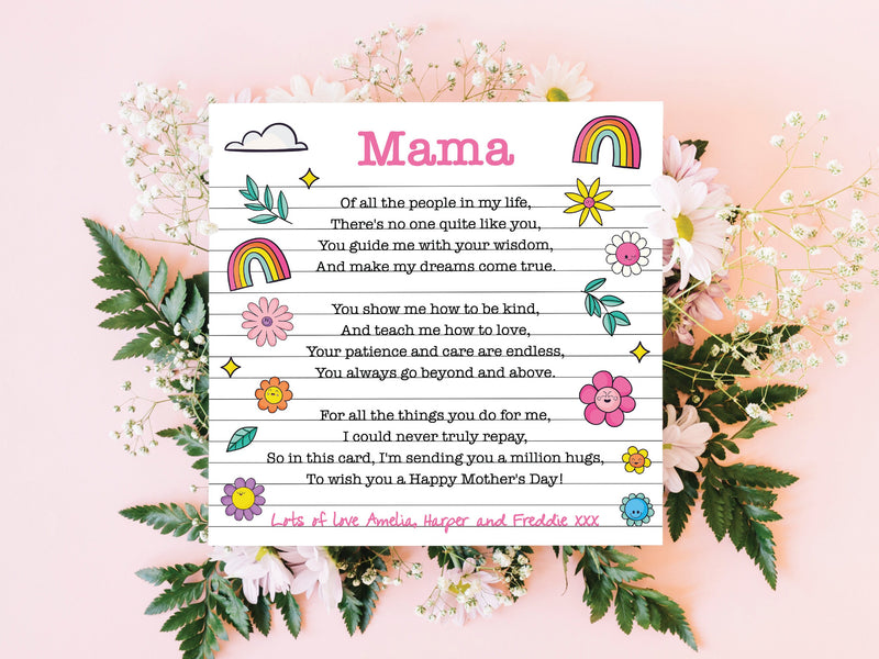 Personalised Mothers Day Card With Poem, Poem For Mothers Day, Mother&#39;s Day Card, 1st Mothers Day Card, Happy Mothers Day Card, Mum