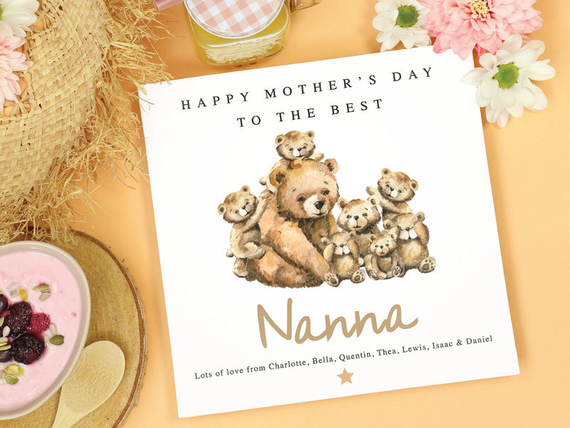 Personalised Mother&#39;s Day Card, Mummy Bear Mothers Day Card, Grandma, Gran, Mum, Grandparent, Mammy, Nana, Unique 1st Mother&#39;s Day Card