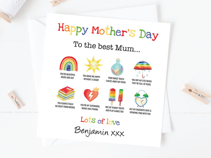 Happy Mother&#39;s Day Card, Personalised Mothers Day Card, Best Mummy, Grandma, Gran, Mammy, Granny, Nana, Nanny, 1st Mother&#39;s Day Card