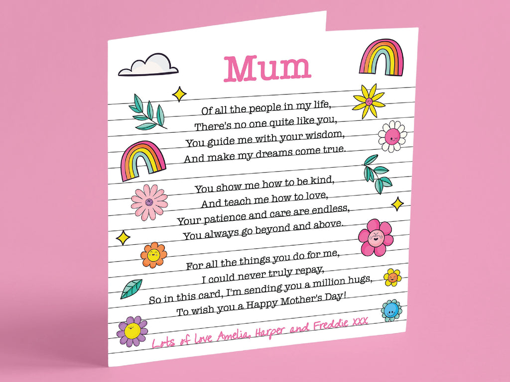 Personalised Mothers Day Card With Poem, Poem For Mothers Day, Mother&#39;s Day Card, 1st Mothers Day Card, Happy Mothers Day Card, Mum