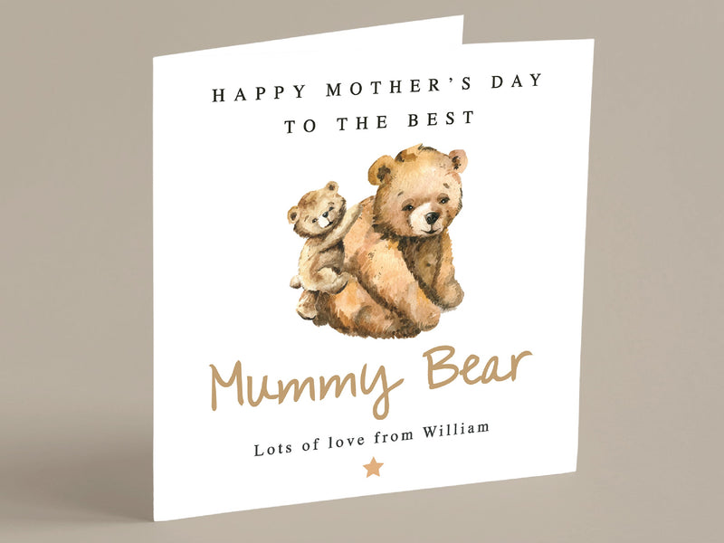 Personalised Mother&#39;s Day Card, Mummy Bear Mothers Day Card, Grandma, Gran, Mum, Grandparent, Mammy, Nana, Unique 1st Mother&#39;s Day Card