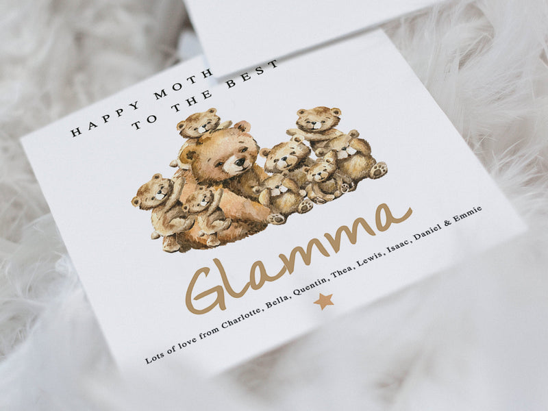 Personalised Mother&#39;s Day Card, Mummy Bear Mothers Day Card, Grandma, Gran, Mum, Grandparent, Mammy, Nana, Unique 1st Mother&#39;s Day Card