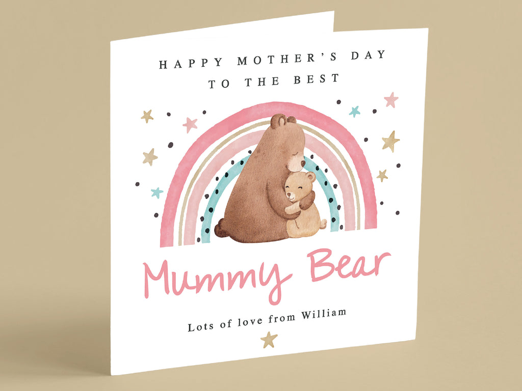 Personalised Mummy Bear Mother&#39;s Day Card, Bear Mothers Day Card, Mum, Nan, Grandma, Nana, Mammy, Mam, Baby Bear 1st Mothers Day Card