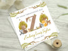 Personalised Woodland Animals Christening Card - Customised Baptism, Naming Day, Botanical Baby Initial Keepsake