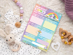 Personalised 1st Birthday Time Capsule Cards, Unicorn Rainbow First Birthday Party Ganes