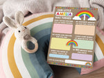 Personalised Rainbow 1st Birthday Time Capsule Cards, First Birthday Keepsake Cards, 1st Birthday Party Games