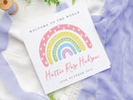 Personalised Rainbow Pink New Baby Girl Card