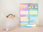 Personalised 1st Birthday Time Capsule Cards, Unicorn Rainbow First Birthday Party Ganes