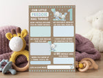 Personalised Elephant 1st Birthday Time Capsule Cards, First Birthday Keepsake Cards, 1st Birthday Party Games