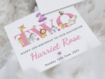 Personalised Jungle 1st Birthday Card Pink