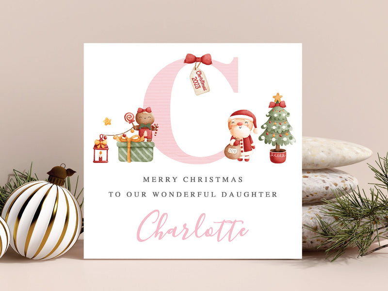 Personalised Baby Girl Christmas Card - For Daughter, Granddaughter, Niece, Sister | First Xmas Greeting Card