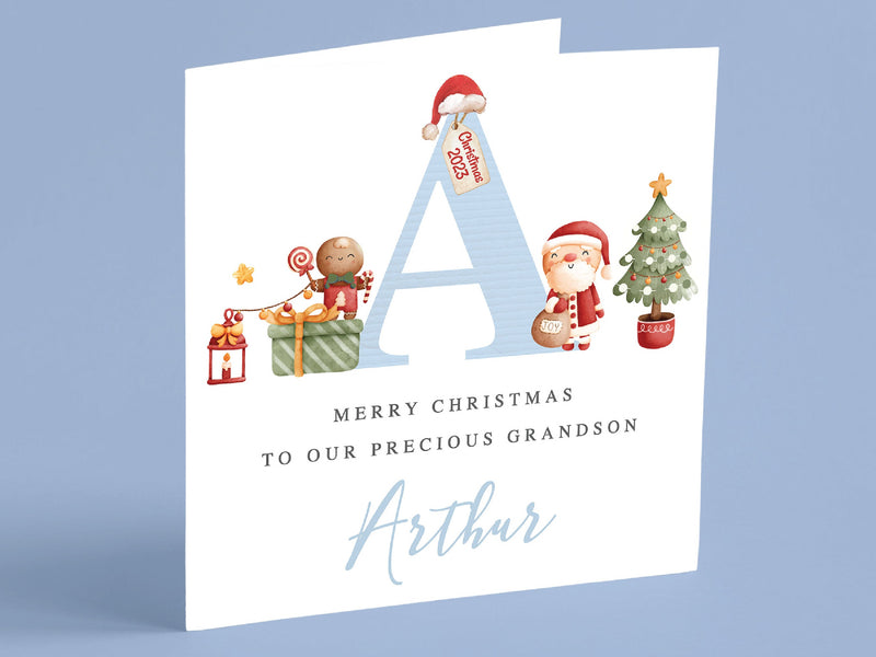 Personalised 1st Christmas Card for Son, Grandson, Nephew, Brother - Custom Baby's First Xmas Greeting