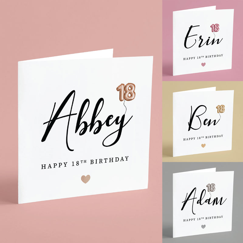Personalised 18th Birthday Card - Celebrate 18 Today with Custom Balloon Design - Special Milestone Eighteenth Greeting